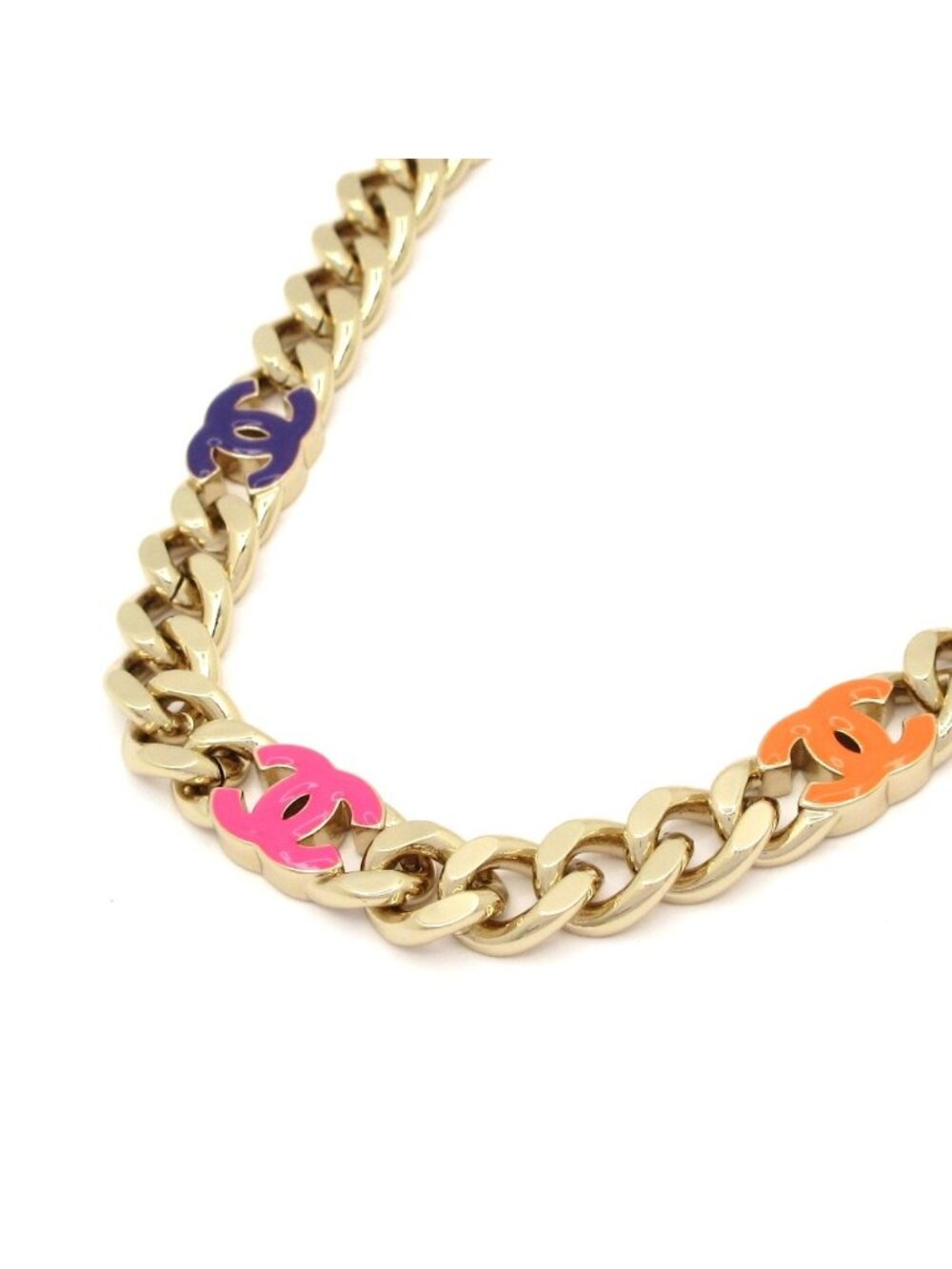 Chanel Choker CC Logo Gold Pink Multi Necklace